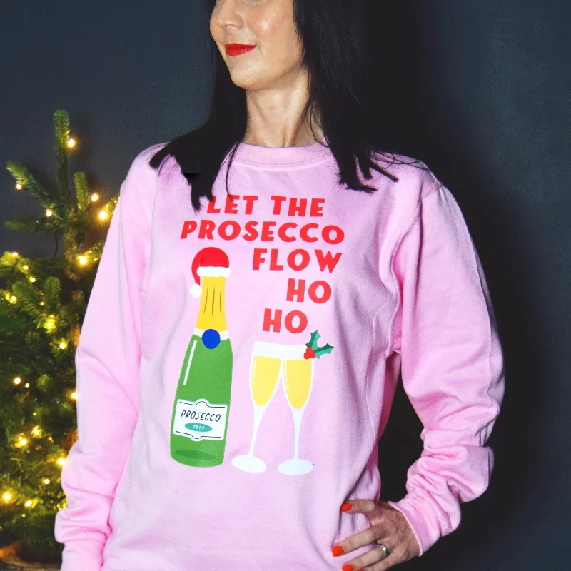 Funny Prosecco Christmas Jumper Bright Pastel Dark