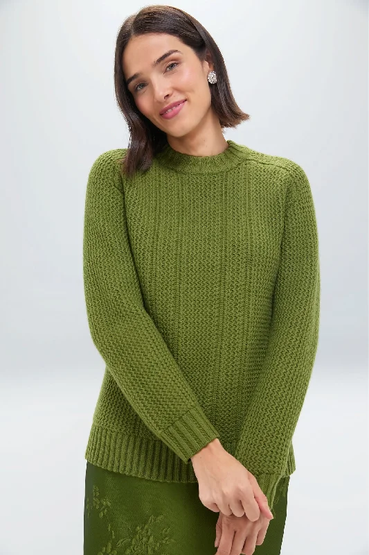 Green Combey Extrafine Merino Jumper Lace Blend Ribbed Blend Corduroy Blend