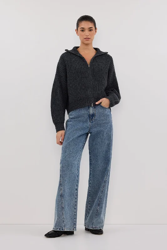 ISSY CHARCOAL WOOL BLEND JUMPER Thin Thick Dense