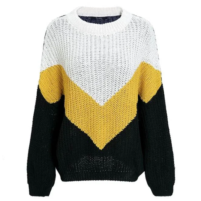 Jumper in Block Stripe Chenille Blend Fleece Blend Nylon Blend