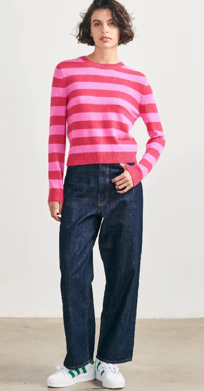 Jumper Stripe Crew Watermelon/Red Peony Front Pockets Side Pockets Patch Pockets