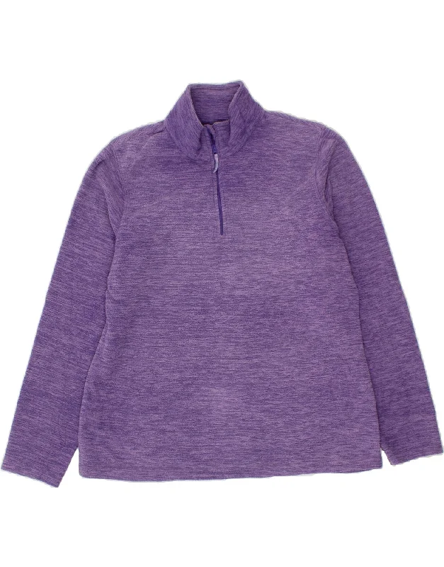 MOUNTAIN WAREHOUSE Womens Fleece Jumper UK 16 Large  Purple Flecked Zippered Front Buttoned Front Snap Front