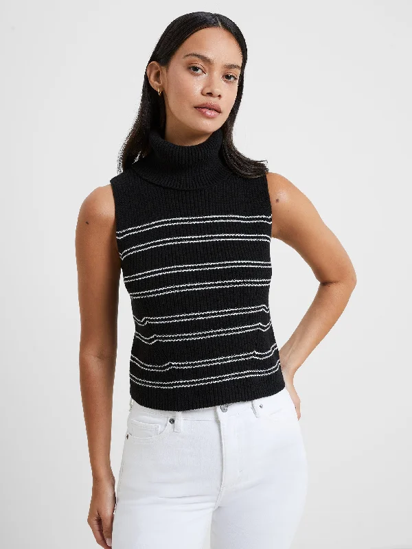 Mozart Stripe Cropped Sleeveless Jumper Cable Knit Ribbed Knit Lace Knit