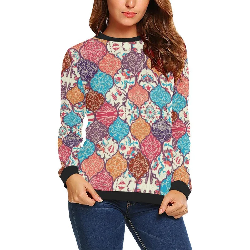 Patchwork Pattern Print Women Crewneck Sweatshirt Hoodie Crop Top Short Trendy