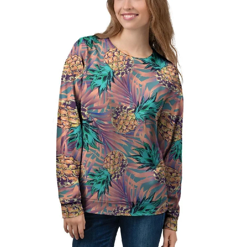 Pineapple Hawaiian Print Women's Sweatshirt Hoodie with Applique Textured Unique