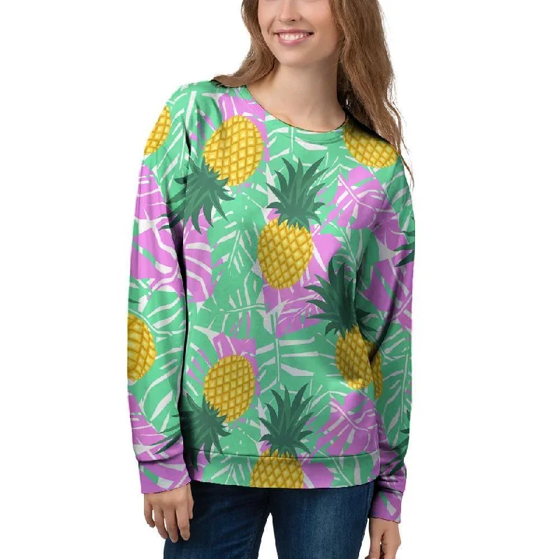 Pineapple Print Women's Sweatshirt Hoodie with Typography Text Message