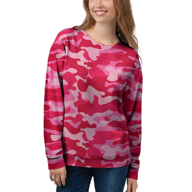 Pink Camo Print Women's Sweatshirt Hoodie Jacket Zipper Layering