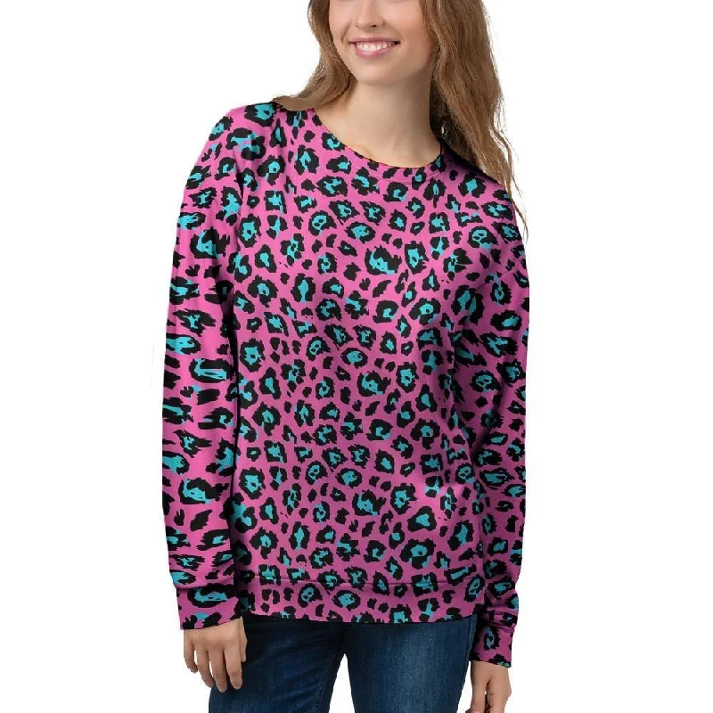 Pink Cheetah Women's Sweatshirt Hoodie with Velcro Closure Adjustable Secure