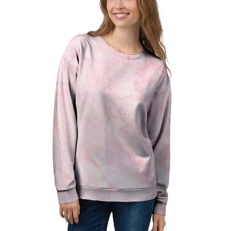 Pink Marble Women's Sweatshirt Hoodie with Gradient Ombre Colorful