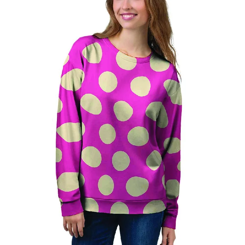 Pink Polka Dot Women's Sweatshirt Hooded Sweatshirt Casual Wear Street Style