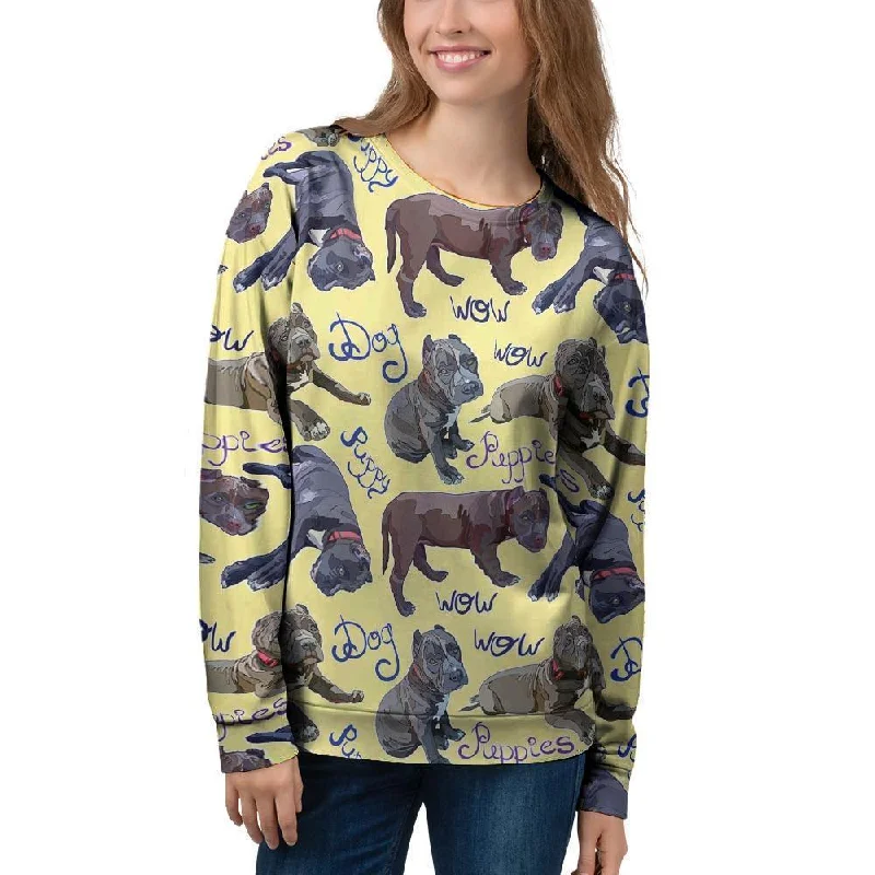 Pitbull Puppy Women's Sweatshirt Hoodie with Earth Tones Natural Calm