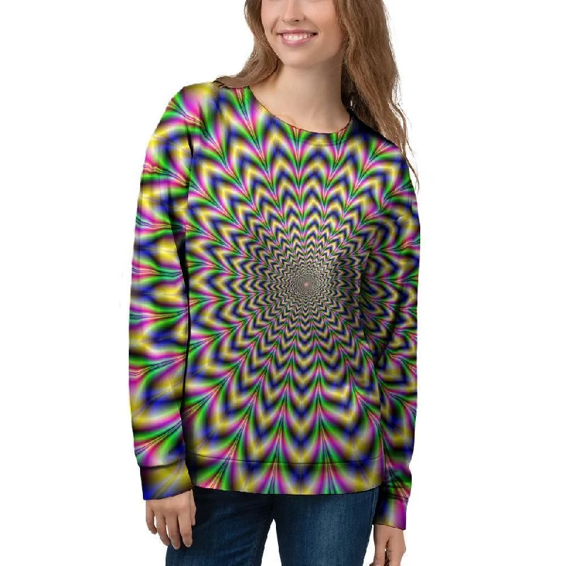 Psychedelic Blue Optical illusion Women's Sweatshirt Hoodie with Typography Text Message