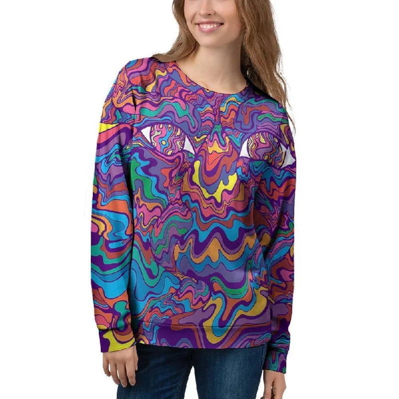 Psychedelic Face Women's Sweatshirt Hoodie with Pattern Geometric Abstract