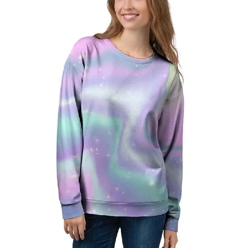 Psychedelic Holographic Women's Sweatshirt Hoodie with Ribbed Cuffs Snug Fit Comfort