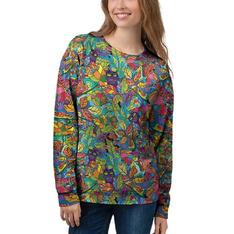 Psychedelic Jungle Forest Floral Women's Sweatshirt Hoodie with Print Artistic Unique