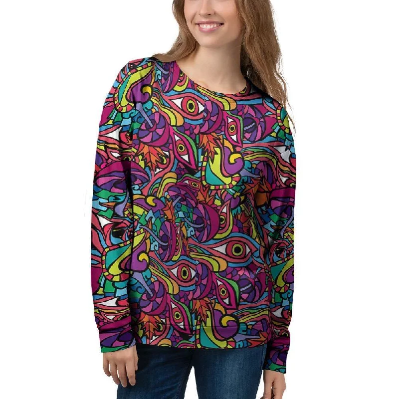 Psychedelic Trippy Eye Women's Sweatshirt Zip Hoodie Drawstring Kangaroo Pocket