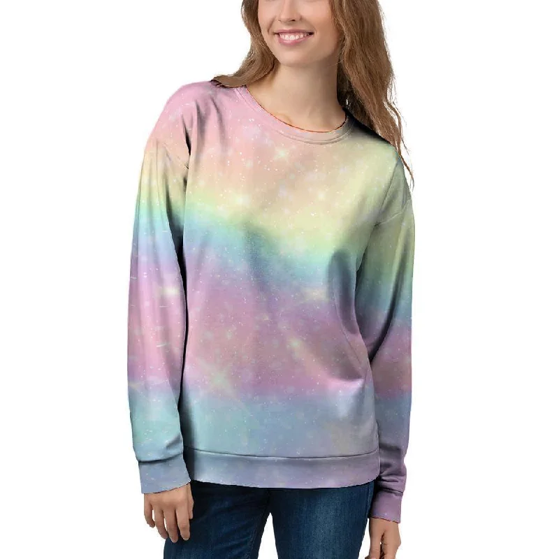 Psychedelic Trippy Holographic Women's Sweatshirt Hoodie with Hem Applique Textured Unique