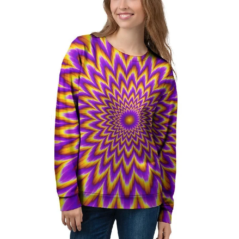 Pulsing Optical illusion Women's Sweatshirt Hoodie with Hem Fringe Bohemian Relaxed