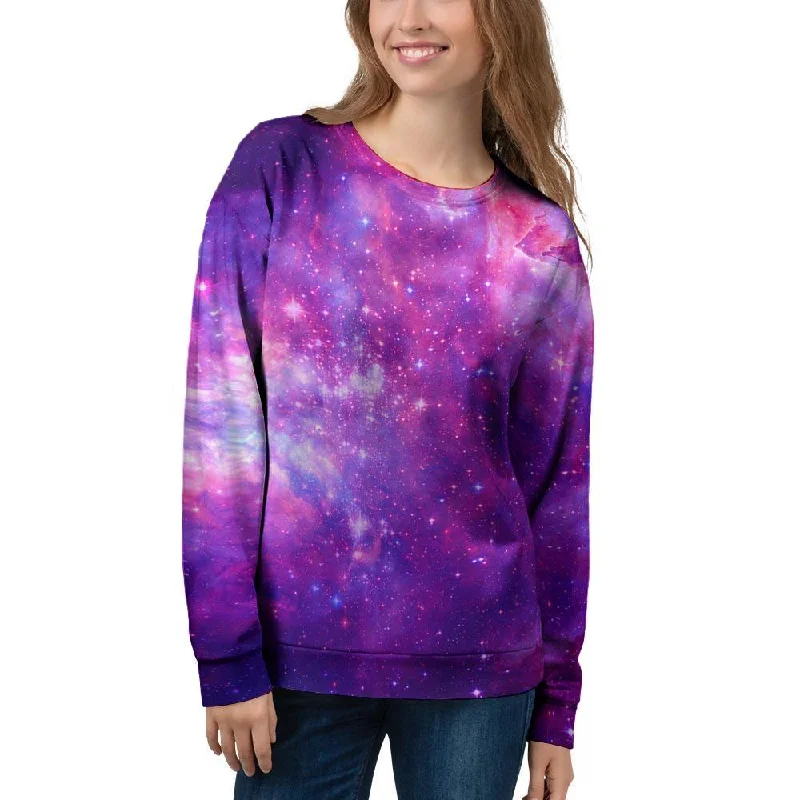 Purple Galaxy Space Women's Sweatshirt Hoodie with Elastic Waist Stretchable Comfortable