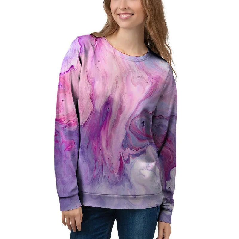 Purple Marble Women's Sweatshirt Hoodie with Toggle Buttons Decorative Unique