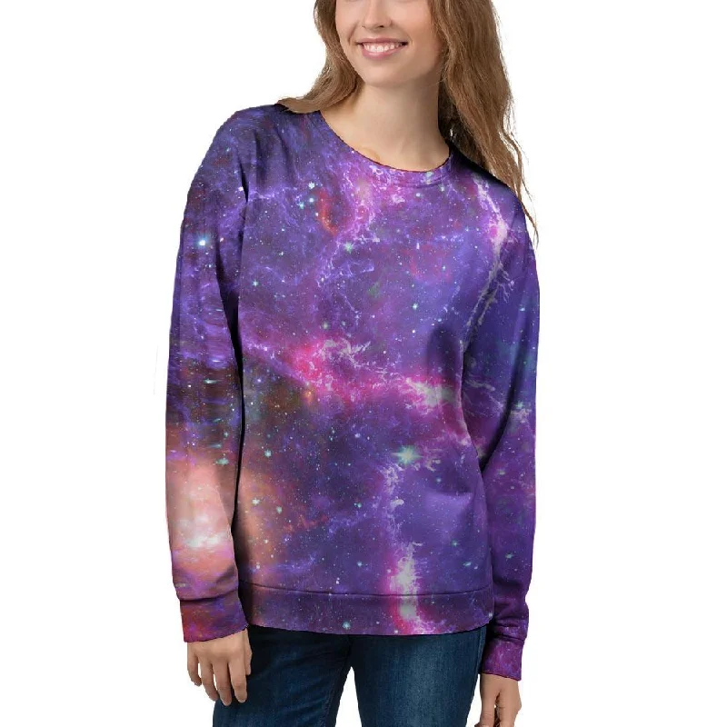 Purple Nebula Galaxy Space Women's Sweatshirt Hoodie with Full-Zip Functional Layering