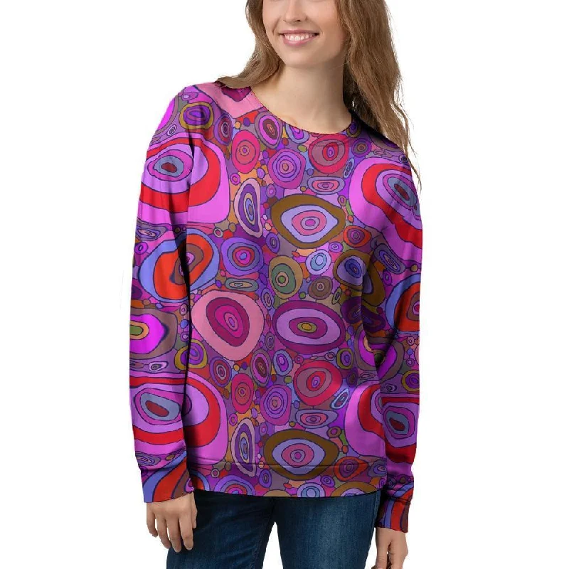 Purple Trippy Hippie Women's Sweatshirt Hoodie with Cuffed Sleeves Snug Secure