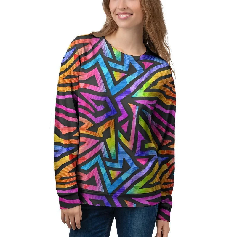 Rainbow Geometric Abstract Women's Sweatshirt Hoodie with Relaxed Fit Easy Casual