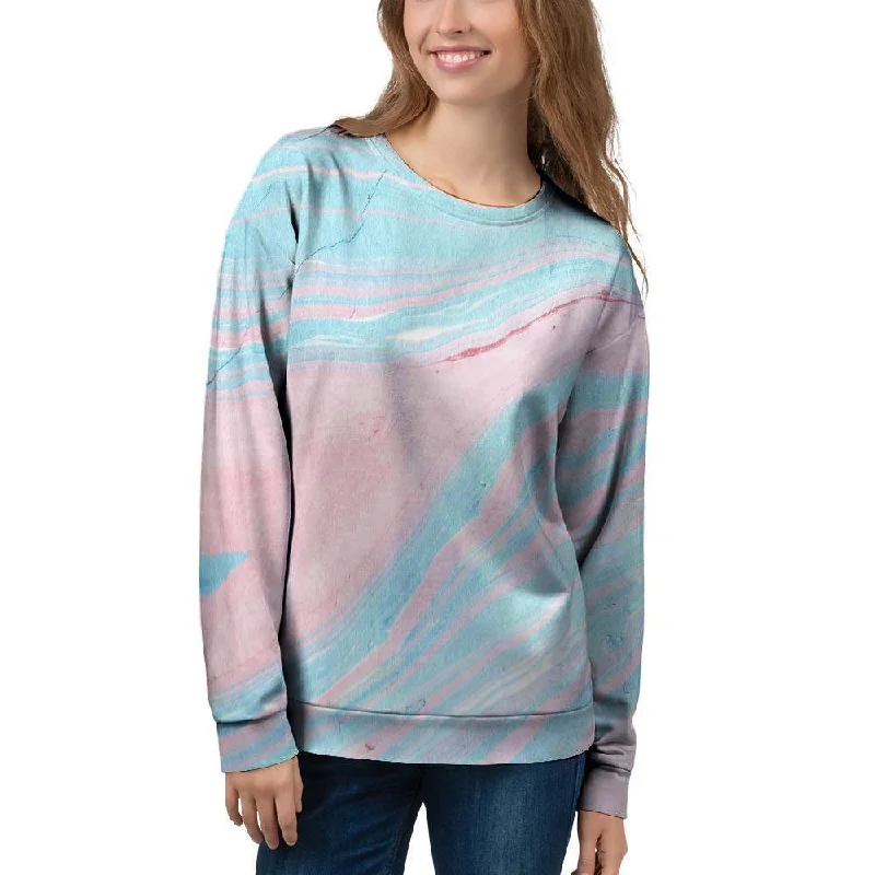 Rainbow Marble Women's Sweatshirt Hoodie with Distressed Vintage Worn