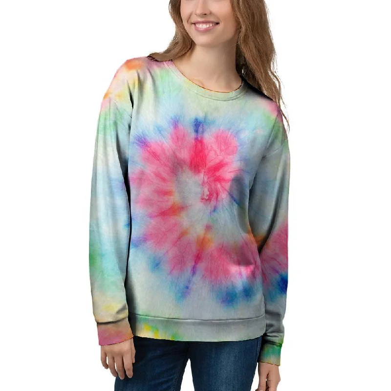 Rainbow Tie Dye Print Women's Sweatshirt Hoodie with Earth Tones Natural Calm