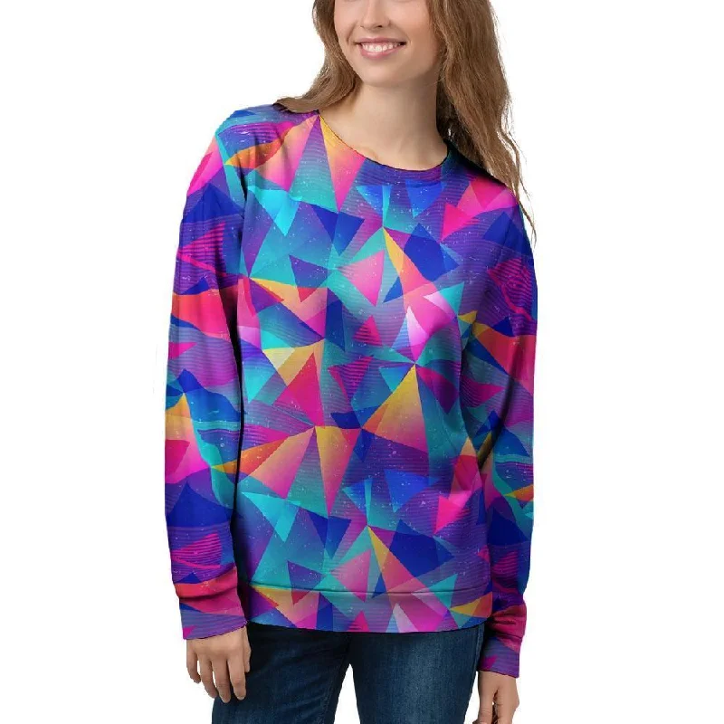 Rainbow Triangle Geometric Women's Sweatshirt Hoodie with Neon Bright Vibrant