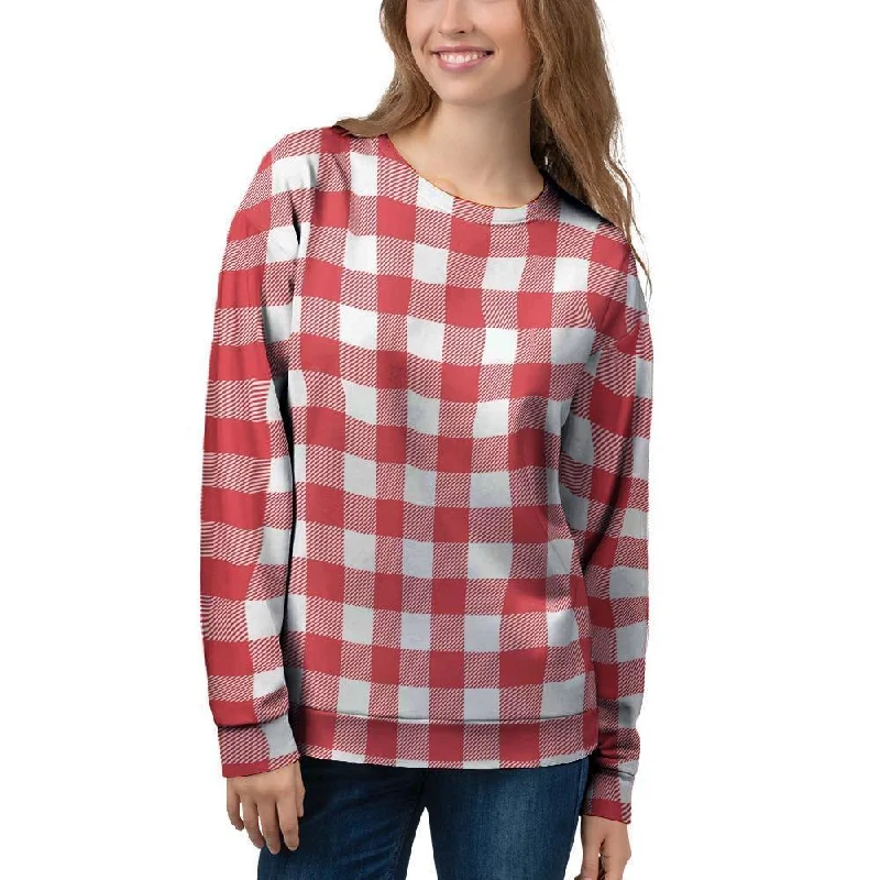 Red Lumberjack Women's Sweatshirt Hoodie with Double Zipper Versatile Adjustable