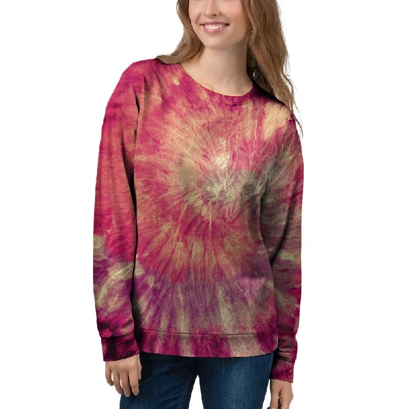 Red Tie Dye Women's Sweatshirt Hoodie with Typography Text Message