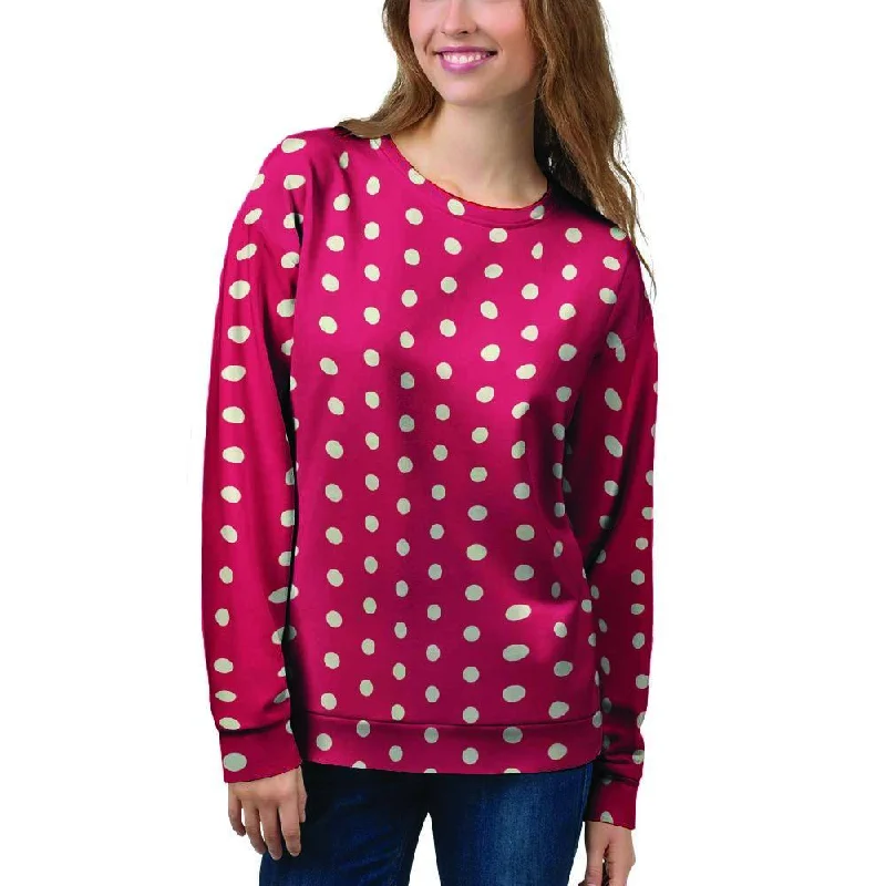 Red Tiny Polka Dot Women's Sweatshirt Hoodie with Pattern Geometric Abstract