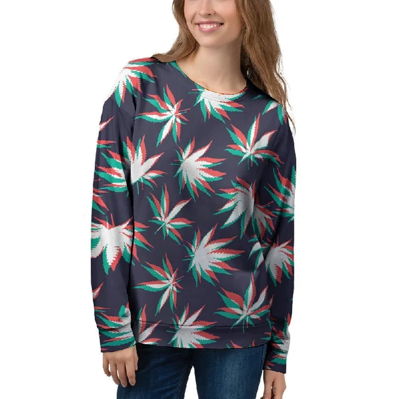 Reggae Leaf Psychedelic Women's Sweatshirt Hoodie with Drawcord Adjustable Secure