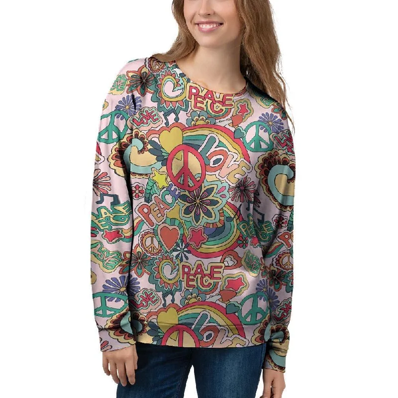 Retro Hippie Women's Sweatshirt Hoodie with Strings Custom Fit Adjustable