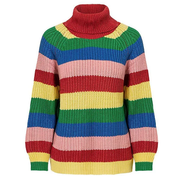 Roll Neck Rainbow Jumper Sequined Glittery Shiny