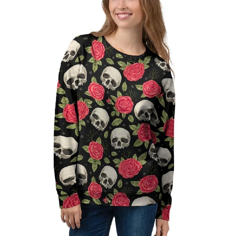 Rose Skull Women's Sweatshirt Oversized Hoodie Comfort Casual