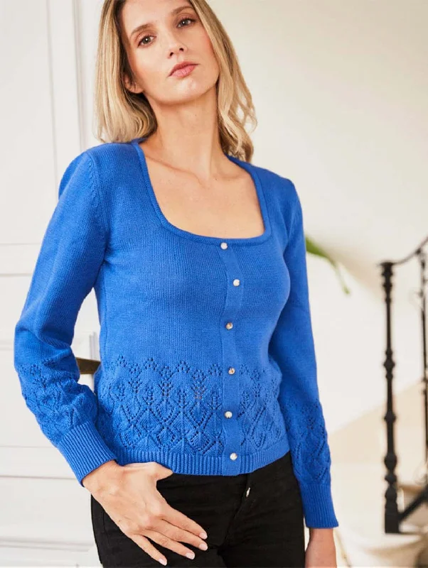 Sakura Organic Cotton Knit Jumper | Cobalt Terry Blend Velvet Blend Canvas Blend