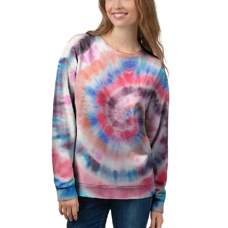 Swirl Rainbow Tie Dye Women's Sweatshirt Hoodie with Set-In Sleeves Structured Classic