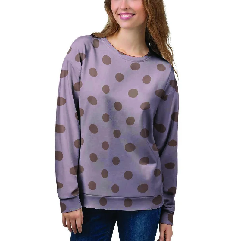 Tan And Brown Tiny Polka Dot Women's Sweatshirt Hoodie with Monochrome Minimalist Simple