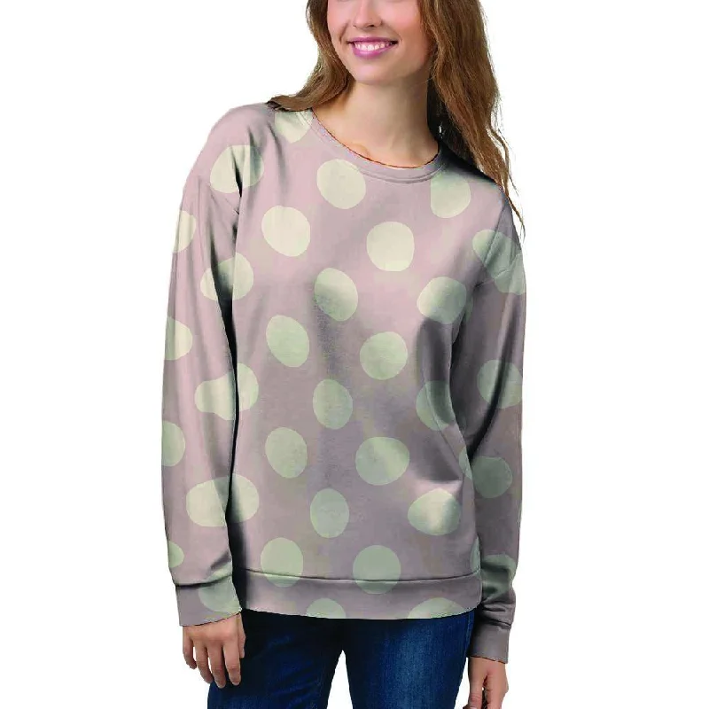 Tan Polka Dot Women's Sweatshirt Hoodie with Camouflage Military Edgy