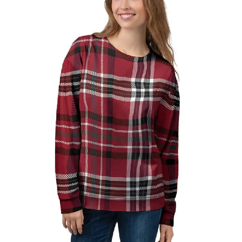 Tartan Plaid Print Women's Sweatshirt Hoodie with Strings Custom Fit Adjustable