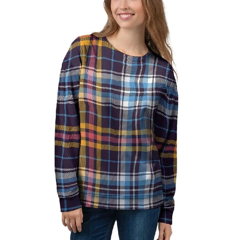 Tartan Plaid Women's Sweatshirt Hoodie with Patch Decorative Personalized