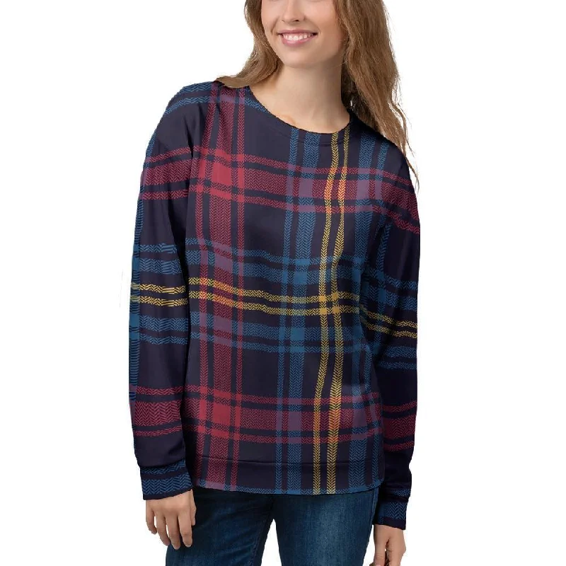 Tartan Print Women's Sweatshirt Hoodie with Logo Branding Identity