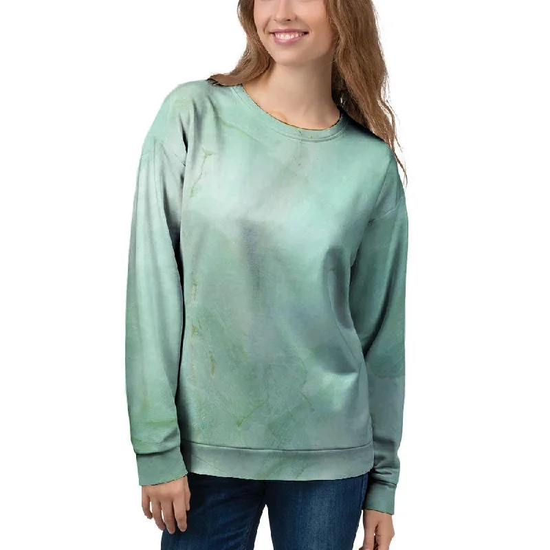 Teal Marble Women's Sweatshirt Hoodie with Hem Drawcord Adjustable Customizable