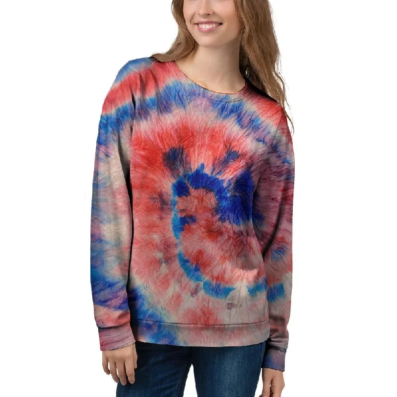 Tie Dye Swirl Batik Women's Sweatshirt Hoodie with Hidden Zipper Minimalist Clean