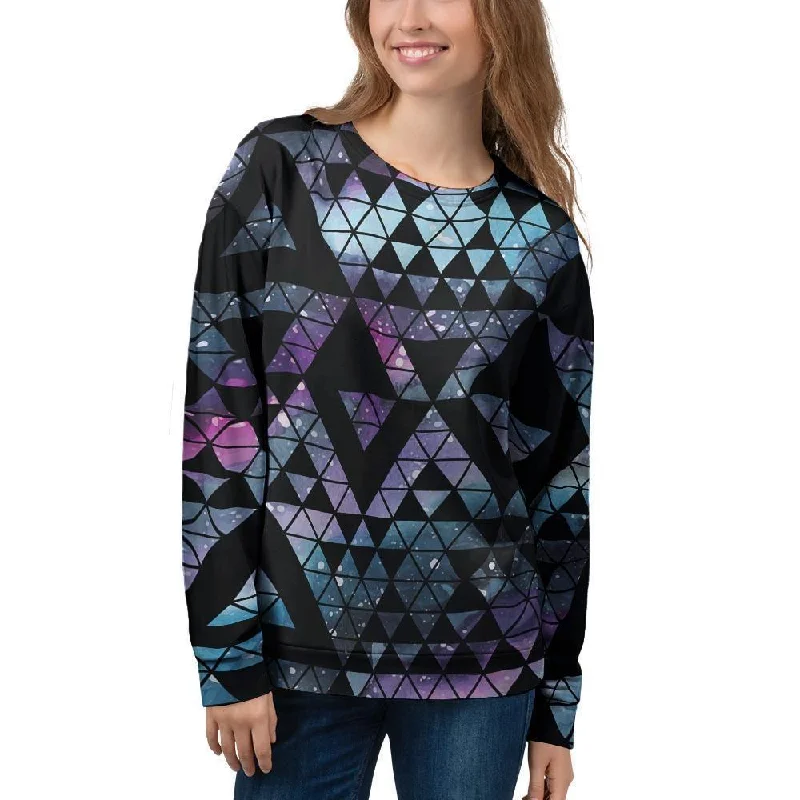 Triangle Galaxy Space Women's Sweatshirt Hoodie with Turtle Neck Cozy Winter