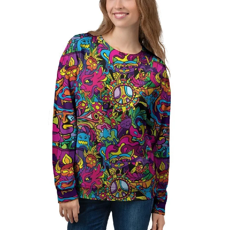 Tribal Trippy Women's Sweatshirt Hoodie with Set-In Sleeves Structured Classic