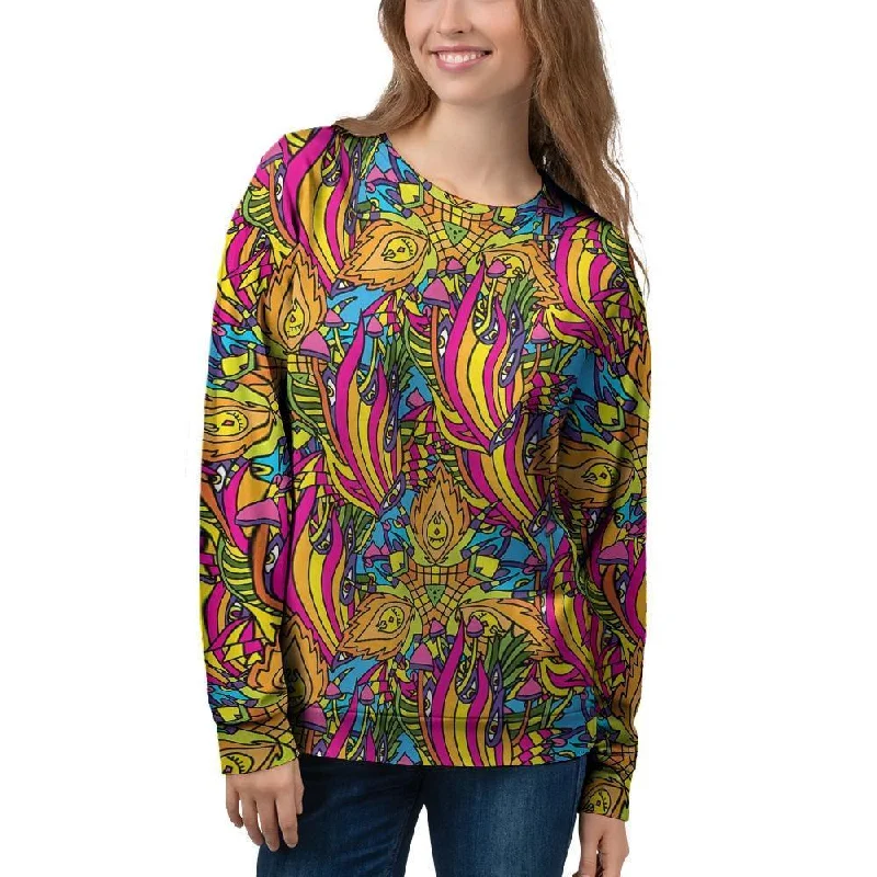 Trippy Hippie Flame Psychedelic Women's Sweatshirt Hoodie with Longline Fit Extended Stylish