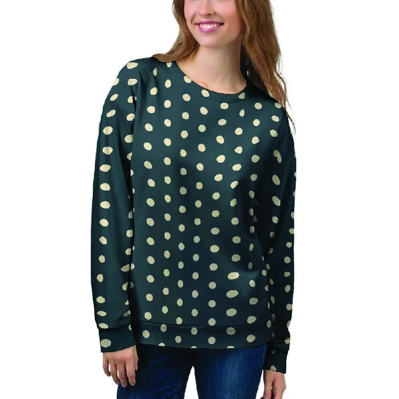 Vintage Black Tiny Polka Dot Women's Sweatshirt Hoodie with Pattern Geometric Abstract